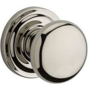 Baldwin Reserve Psroutrr141 Passage Round Knob And Traditional Round Rose With 6Al Latch And Dual Strike Bright Nickel Finish