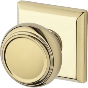 Baldwin Reserve Pvtratsr003 Privacy Traditional Knob and Traditional Square Rose Lifetime Brass Finish