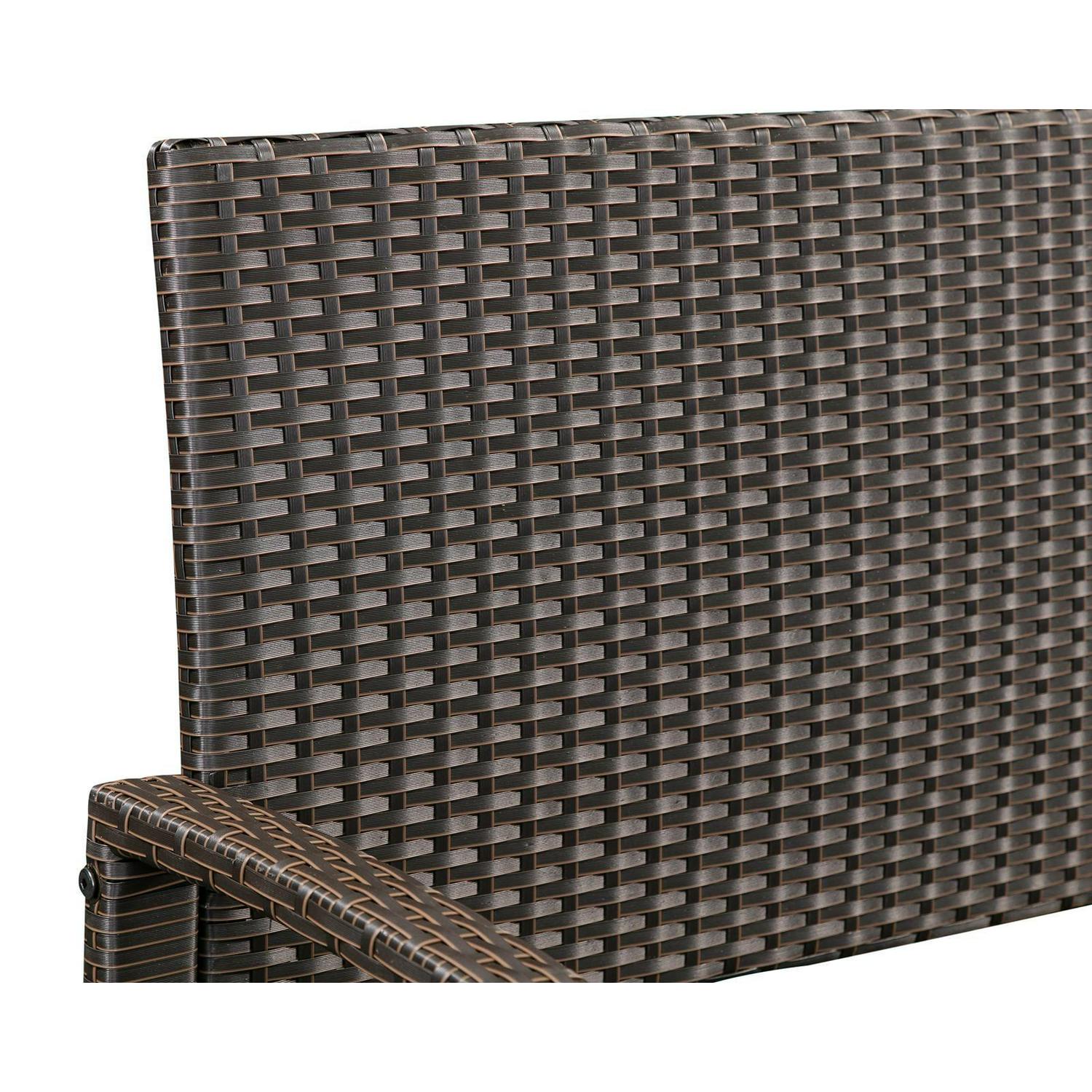 Balkene Home Miles Patio Wicker Steel Frame Bench Attractive Woven Design Easy Assembly Lightweight Patio Garden Setting - Mocha - Image 3