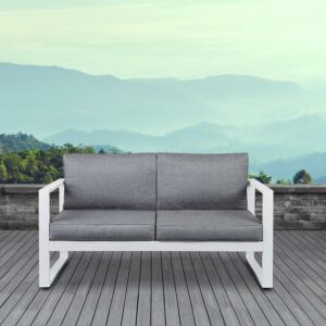 Real Flame Baltic Aluminum Patio Loveseat in White