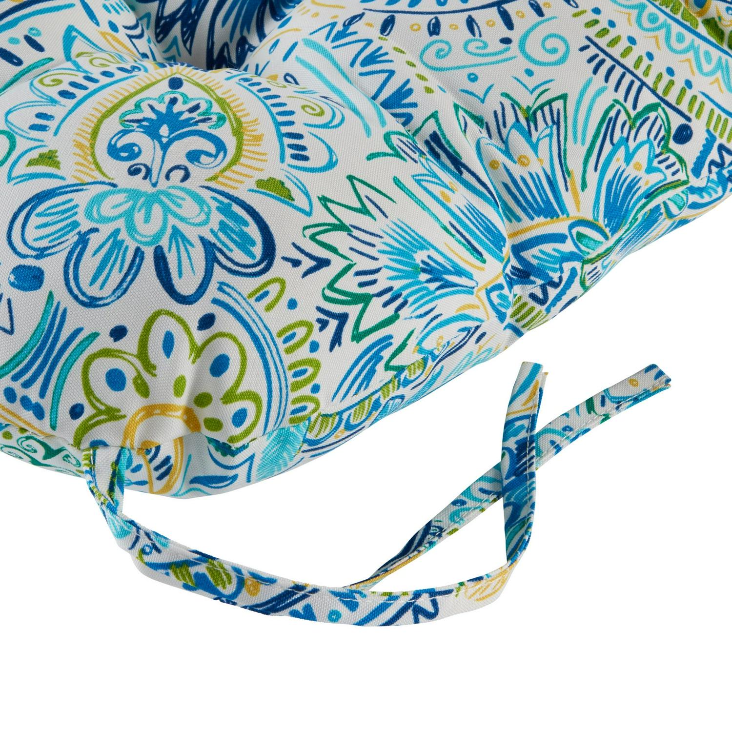 Baltic Paisley 42 x 21 in. Outdoor Tufted Dining Chair Cushion (Set of 2) by Greendale Home Fashions - Image 4