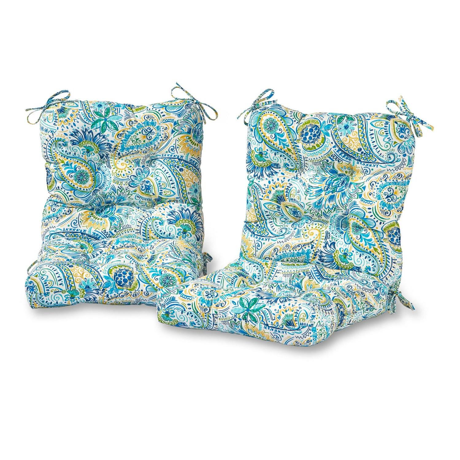 Baltic Paisley 42 x 21 in. Outdoor Tufted Dining Chair Cushion (Set of 2) by Greendale Home Fashions