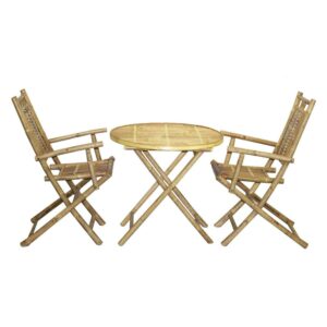 Bamboo54 5452 3 Piece Bistro Set with Round Bamboo Table