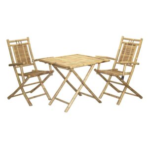 Bamboo54 5453 3 Piece Bistro Set with Square Bamboo Table