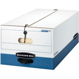 Bankers Box Liberty Heavy-Duty Strength Storage Boxes for Legal Files, White or Blue, 12 per Pack