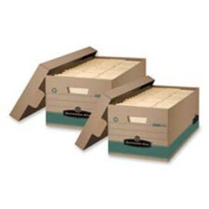 Bankers Box STOR/FILE Medium-Duty 100% Recycled Storage Boxes, Legal Files, 15.88" x 25.38" x 10.25", Kraft/Green, 12/Carton