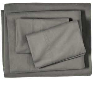Bare Home 100% Cotton Flannel Deep Pocket 4-Piece Sheet Set with 2 Bonus Pillowcases (Queen, Gray)