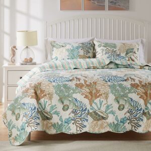 Barefoot Bungalow Atlantis Coastal Quilt Set, Jade, 2-Piece Twin/Twin XL