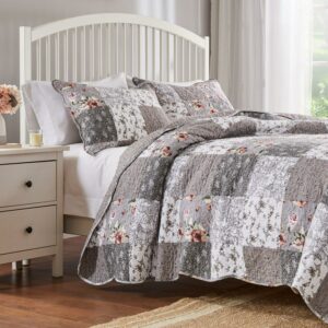 Barefoot Bungalow Giulia Cotton-Rich Floral Patchwork Print Quilt Set, 3-Piece King/Cal King, Adult