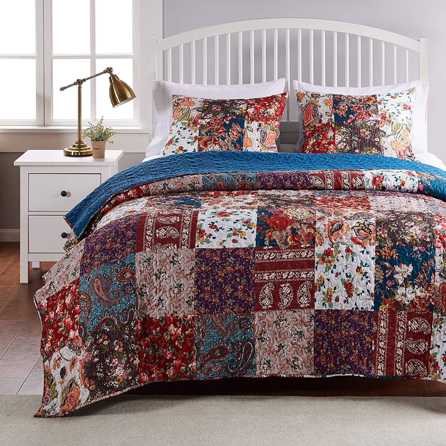Barefoot Bungalow Peacock Blue Mocrofiber Polyester Quilt, Full/Queen - Oversized (3 Count)