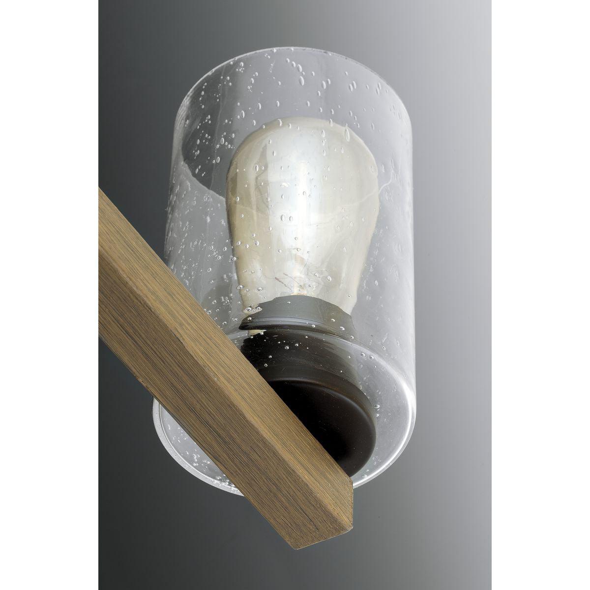 Barnes Mill Collection Two-Light Antique Bronze Clear Seeded Glass Farmhouse Bath Vanity Light - Image 4