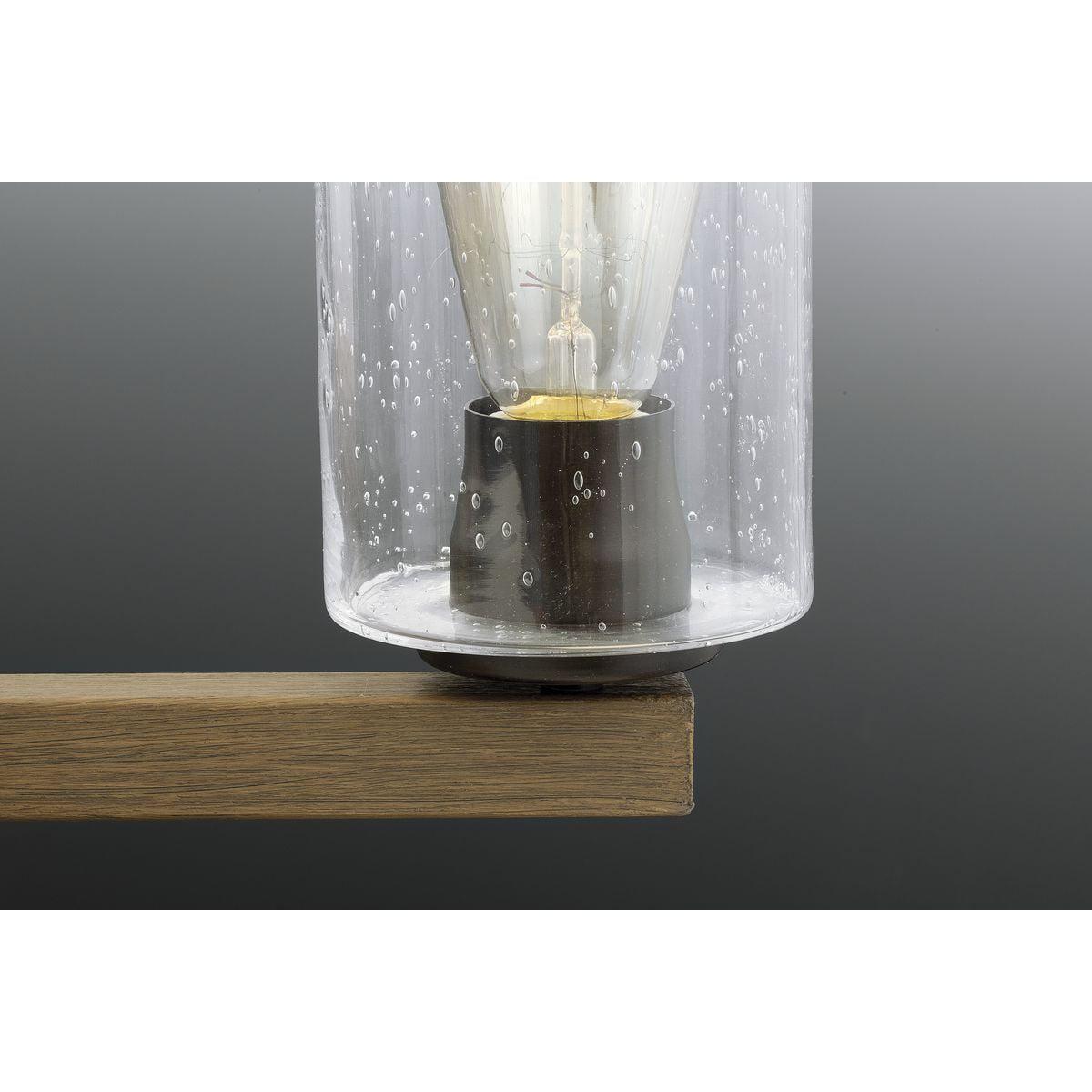 Barnes Mill Collection Two-Light Antique Bronze Clear Seeded Glass Farmhouse Bath Vanity Light - Image 6