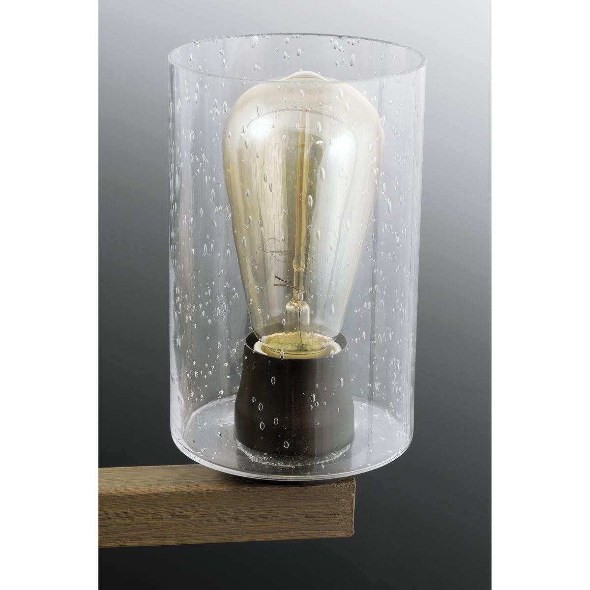 Barnes Mill Collection Two-Light Antique Bronze Clear Seeded Glass Farmhouse Bath Vanity Light - Image 5