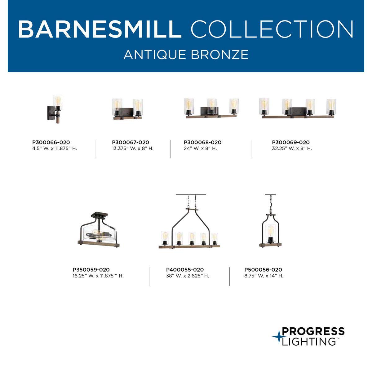Barnes Mill Collection Two-Light Antique Bronze Clear Seeded Glass Farmhouse Bath Vanity Light - Image 10