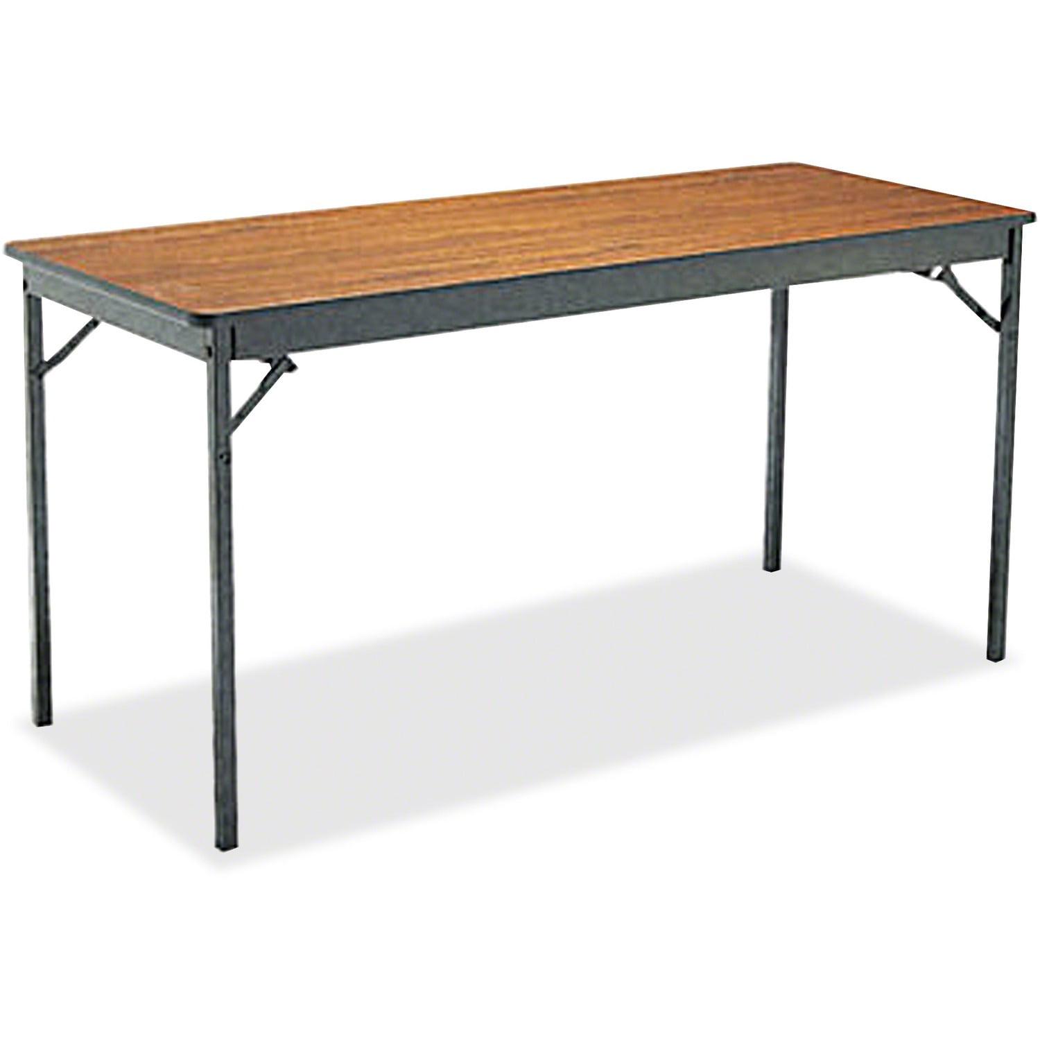 Barricks Special Size Folding Table, Rectangular, 60w x 24d x 30h, Walnut/Black - Image 3