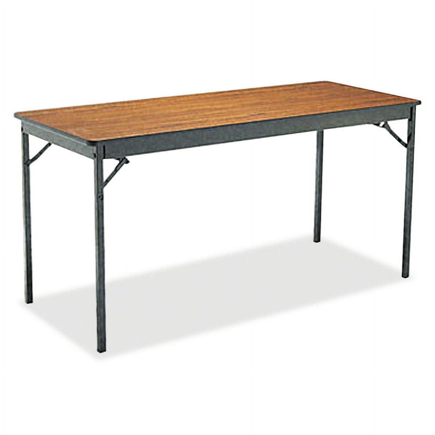 Barricks Special Size Folding Table, Rectangular, 60w x 24d x 30h, Walnut/Black - Image 2
