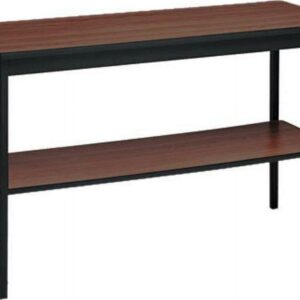 Barricks Utility Table with Bottom Shelf, Rectangular, 48w x 18d x 30h, Walnut/Black