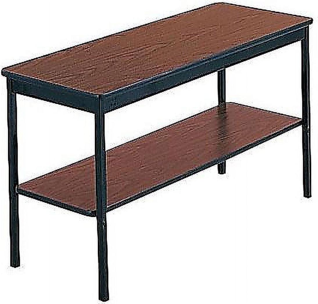 Barricks Utility Table with Bottom Shelf, Rectangular, 48w x 18d x 30h, Walnut/Black - Image 3
