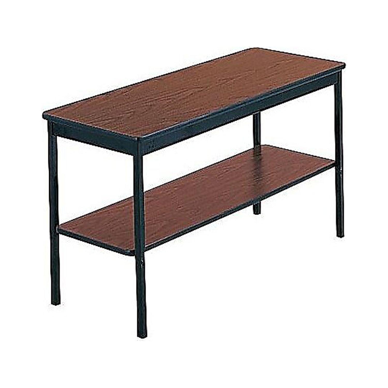 Barricks Utility Table with Bottom Shelf, Rectangular, 48w x 18d x 30h, Walnut/Black - Image 2