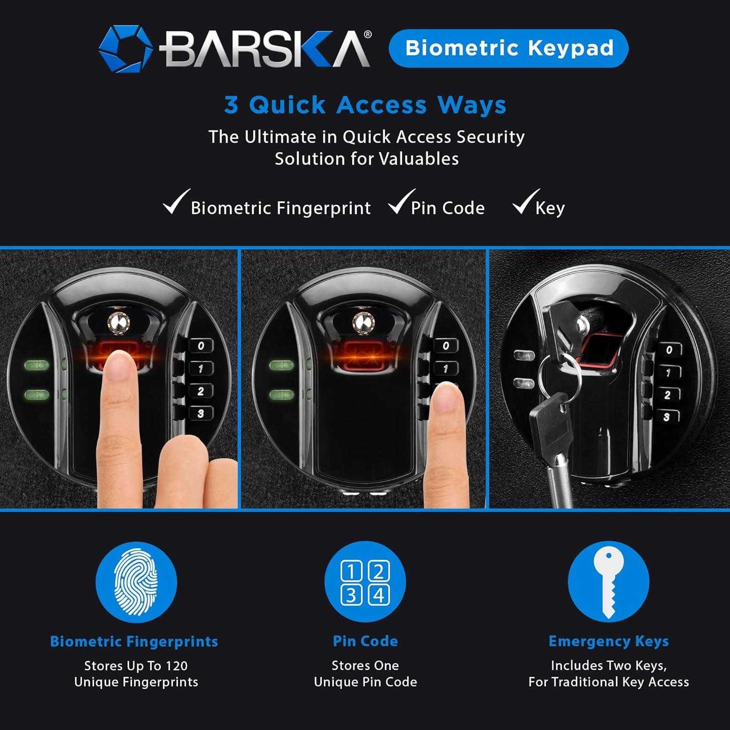 Barska 1.94 cu. ft. HQ Series Biometric Safe with Biometric Fingerprint Scanner, AX12842 - Image 3