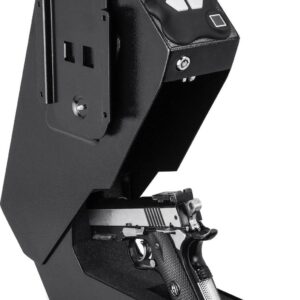 Barska Quick-Access Biometric Handgun Desk Safe, Steel Construction, 3 in x 7.5 in x 13.5 in