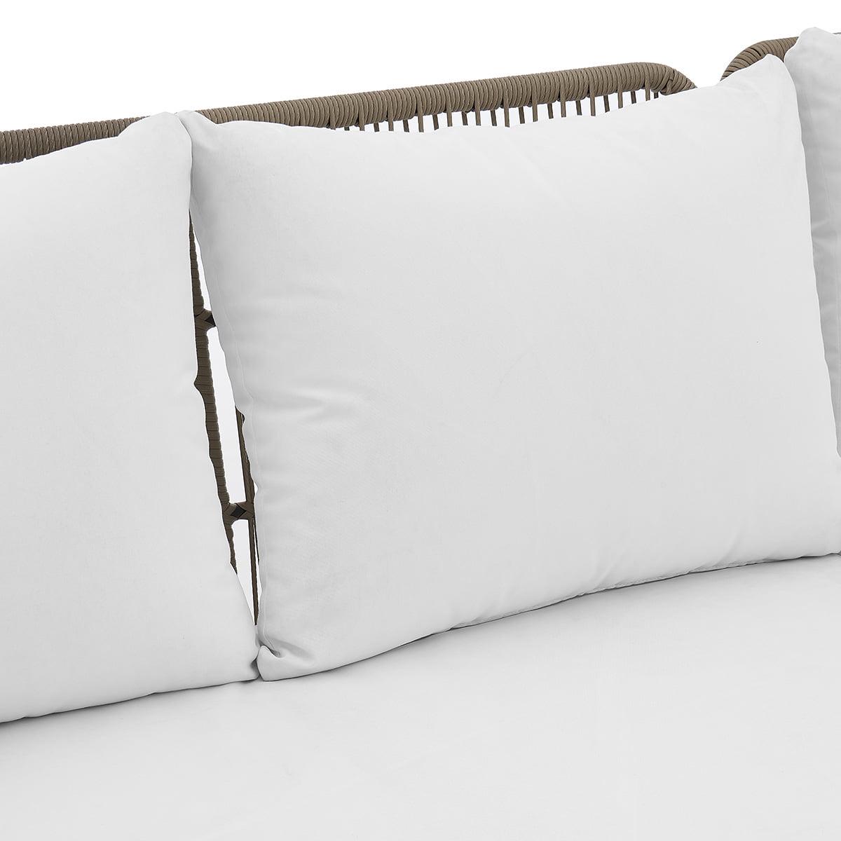 Barton 3-Piece Patio Sectional Set - Outdoor Rattan Sofa with Side Table - 3 Pieces, Cream - Image 5