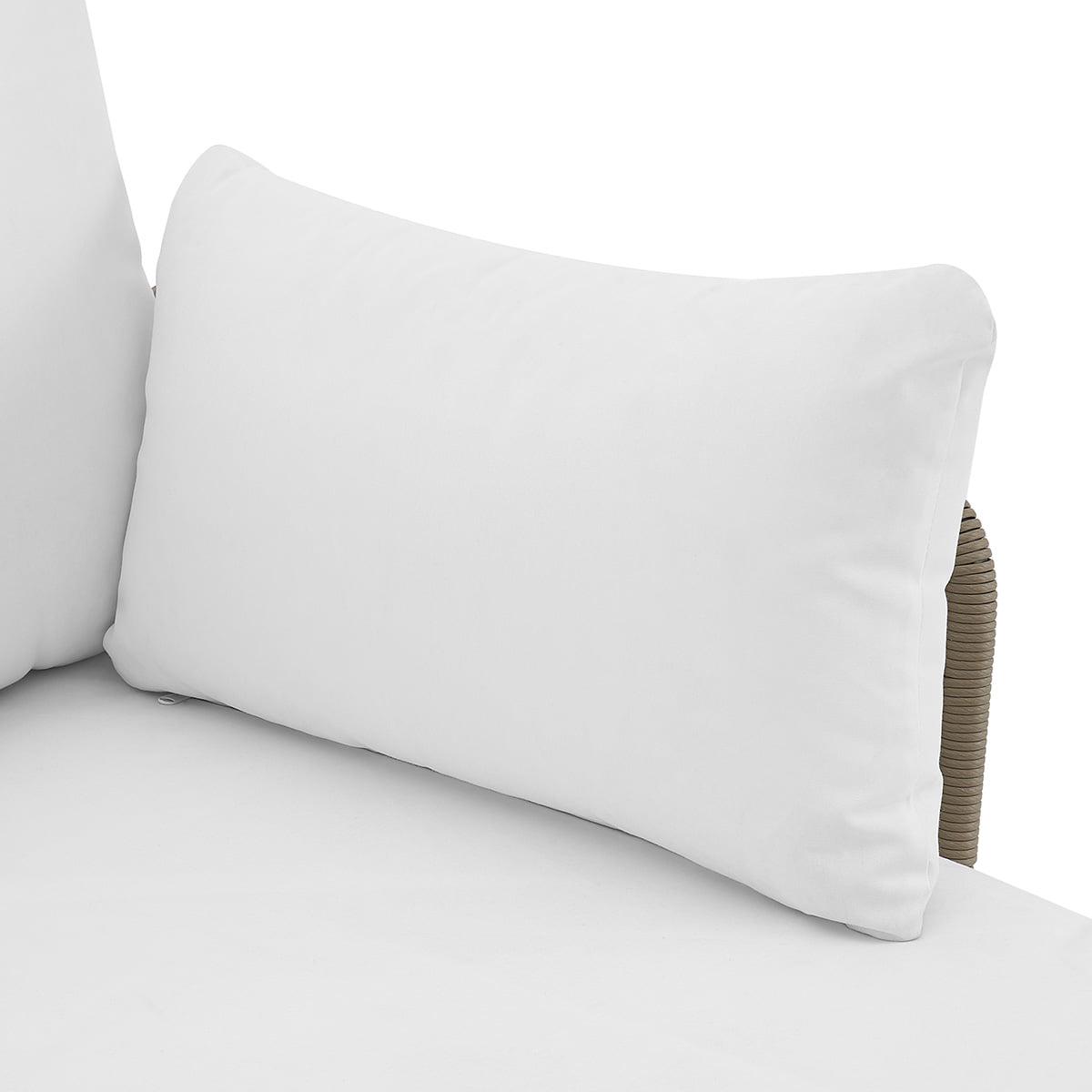 Barton 3-Piece Patio Sectional Set - Outdoor Rattan Sofa with Side Table - 3 Pieces, Cream - Image 6