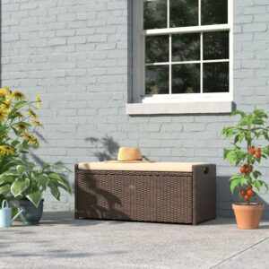 Barton All-Weather Outdoor Patio Deck Box Storage with Cushion Pad Water Resistance, Brown