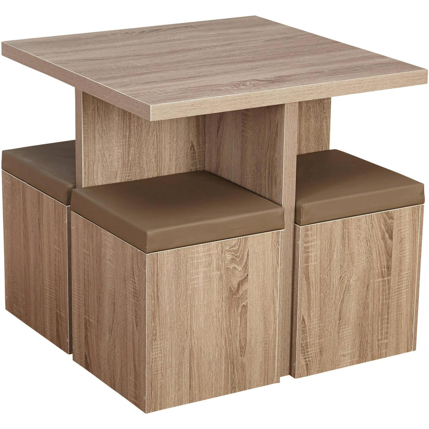 Simple Living Baxter 5-piece Table with Storage Ottoman Dining Set Taupe - Image 3