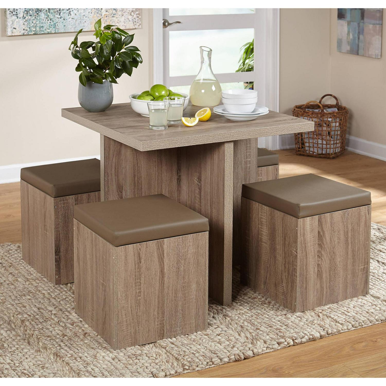 Simple Living Baxter 5-piece Table with Storage Ottoman Dining Set Taupe - Image 4