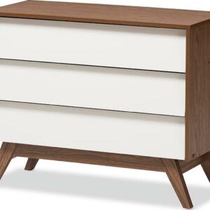 Baxton Studio 10 Gallon Wood Drawer Chests, White and Brown