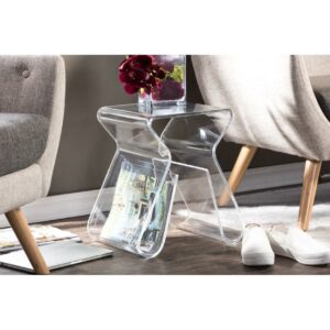 Baxton Studio Acrylic End Table with Magazine Rack
