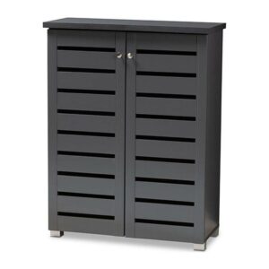 Baxton Studio Adalwin Modern and Contemporary Dark Gray 2-Door Wooden Entryway Shoe Storage Cabinet