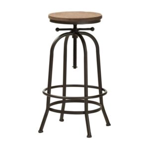 Baxton Studio Aline Vintage Rustic Industrial Style Wood and Rust-Finished Steel Adjustable Swivel Bar Stool