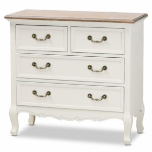 Baxton Studio Amalie 4-Drawer Accent Dresser in White and Oak Finished