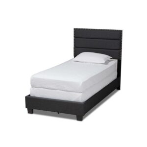 Baxton Studio Ansa Modern and Contemporary Dark Grey Fabric Upholstered Twin Size Bed