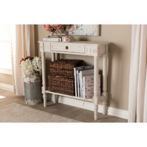 Baxton Studio Ariella Country Cottage Farmhouse 1-Drawer Console Table, Whitewashed