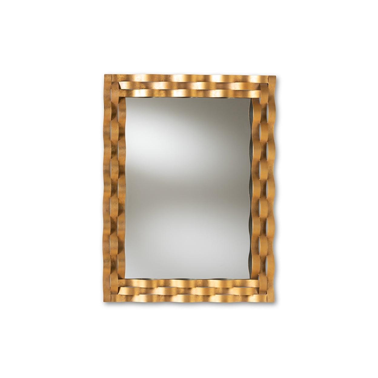 Baxton Studio Arpina Modern and Contemporary Antique Gold Finished Rectangular Accent Wall Mirror - Image 2