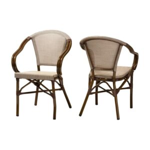 Baxton Studio Artus Classic French Indoor and Outdoor Grey Bamboo Style Stackable Bistro Dining Chair Set of 2