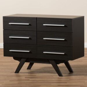 Wholesale Interiors Auburn Mid-Century Espresso 6-Drawer Dresser, 29.88" H x 39.37" W x 15.87" D