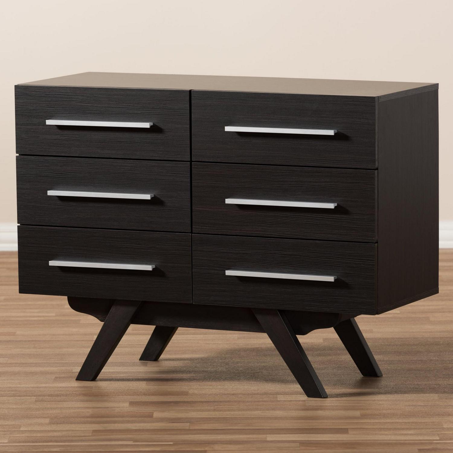 Wholesale Interiors Auburn Mid-Century Espresso 6-Drawer Dresser, 29.88" H x 39.37" W x 15.87" D