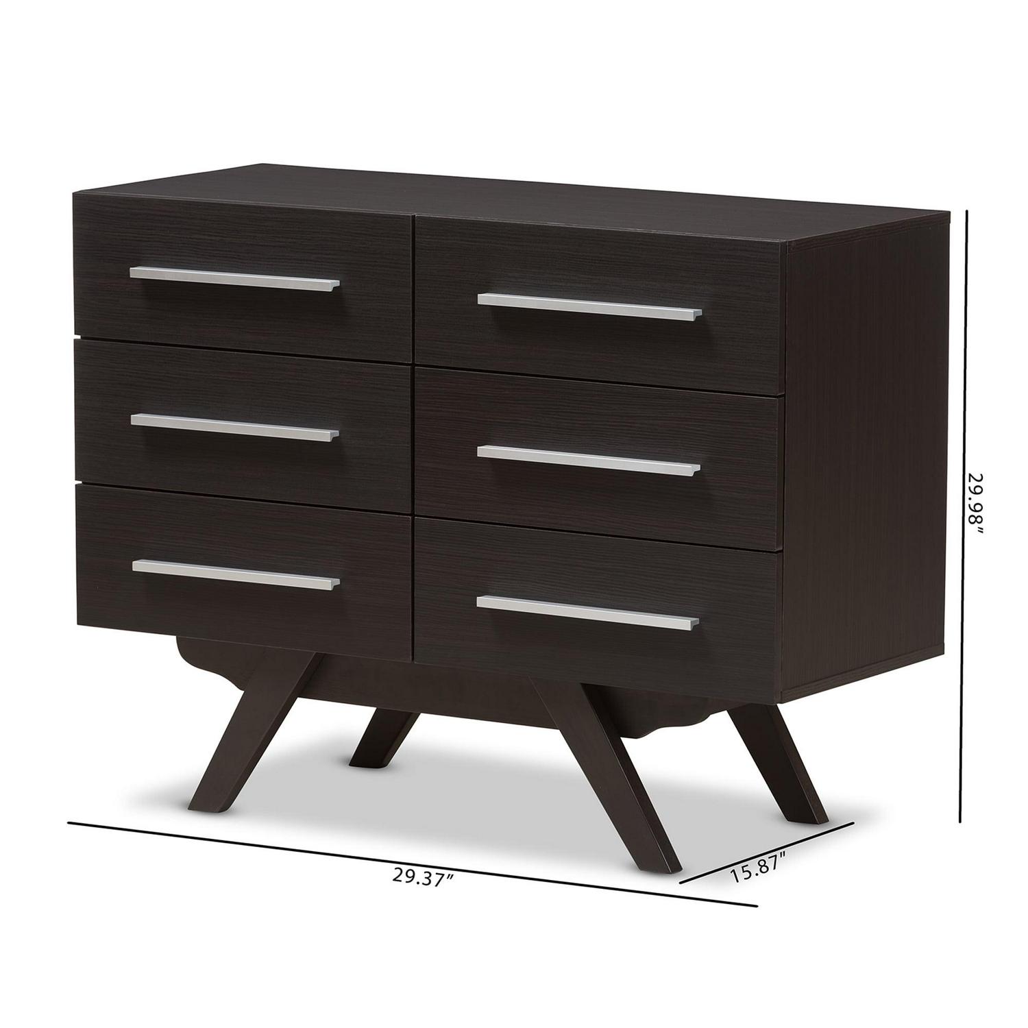Wholesale Interiors Auburn Mid-Century Espresso 6-Drawer Dresser, 29.88" H x 39.37" W x 15.87" D - Image 9