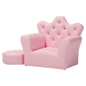 Baxton Studio Ava Modern and Contemporary Pink Faux Leather 2-Piece Kids Armchair and Footrest Set