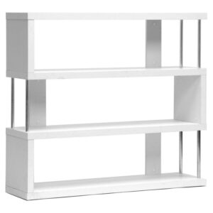 Barnes White 3-Shelf Modern Bookcase, White