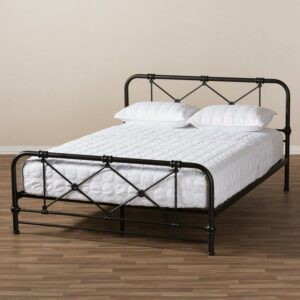 Baxton Studio Beatrice Modern And Contemporary Stippled Black Finished Metal Queen Size Platform Bed