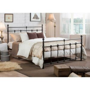 Baxton Studio Belinda Vintage Industrial Black Finished Metal Queen Size Platform Bed