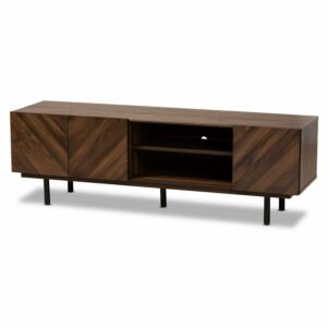 Baxton Studio Berit Wood 60" TV Stand in Walnut