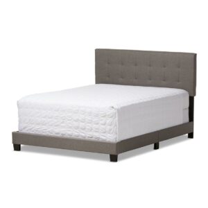 Baxton Studio Brookfield Gray Fabric Upholstered Grid-Tufted King-Size Bed