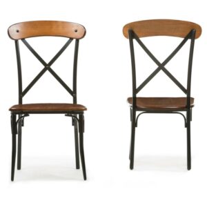 Baxton Studio Broxburn Dining Side Chair in Brown and Black (Set of 2)