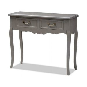 Baxton Studio Capucine Antique French Country Cottage Grey Finished Wood 2-Drawer Console Table